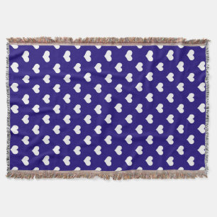 Blue White Love Heart Pattern Design Throw Blanket