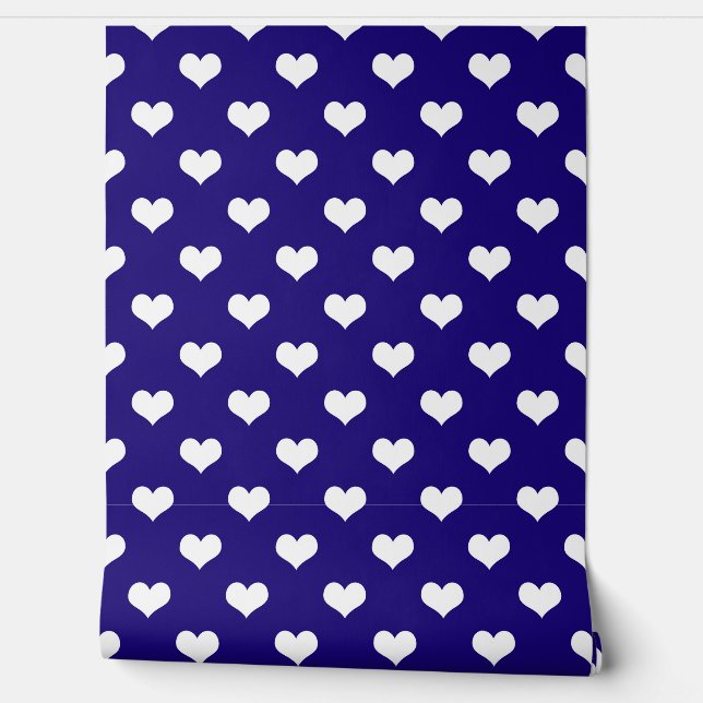 Blue White Love Heart Pattern Design  Wallpaper (Unrolling)