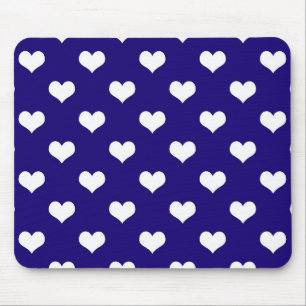 Blue White Lovely Hearts Design Mouse Mat