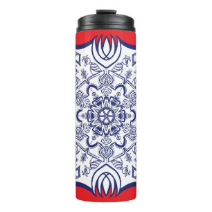 Blue & White Mandel With Creatures  Thermal Tumble Tumbler