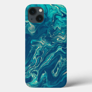 Blue & White Marble Acrylic Abstraction iPhone 13 Case