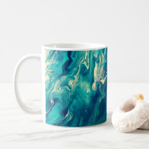 Blue & White Marble Acrylic Abstraction Coffee Mug