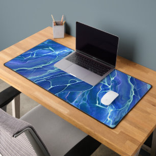 Blue & White Marble Acrylic Abstraction Desk Mat