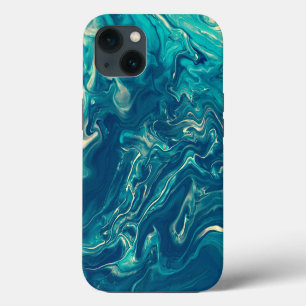 Blue & White Marble Acrylic Abstraction iPhone 13 Case