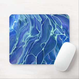 Blue & White Marble Acrylic Abstraction Mouse Mat