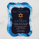 Blue White Marble Bar Mitzvah Star Of David  Invitation<br><div class="desc">You will love blue and white marble textures. Great for a Bar Mitzvah!</div>