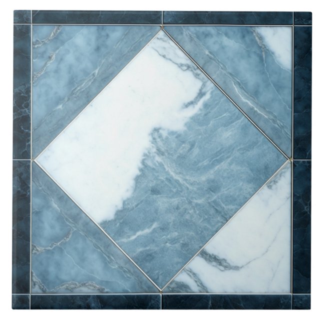 Blue White Marble Ceramic Tile Elegant Interior (Front)