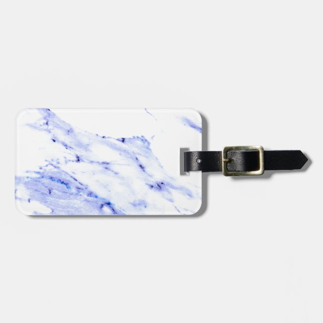 Blue White Marble granite stone pattern Luggage Tag (Front Horizontal)