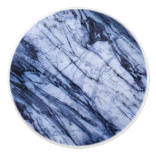 Blue & White Marble Stone Swirl Modern Chic Ceramic Knob