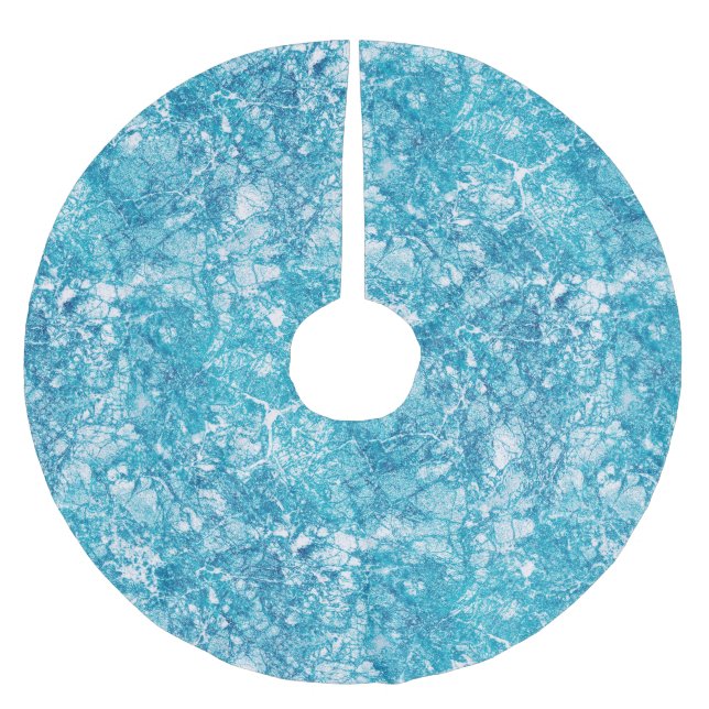 Blue & White Marble Texture Brushed Polyester Tree Skirt (Front)