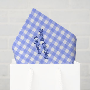 Blue White Matching Patterns Gingham  Tissue Paper