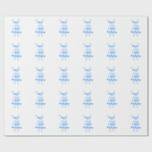 Blue white mauve shhhh 60th birthday floral name wrapping paper