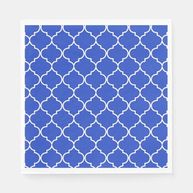 Blue & White Mediterranean Moroccan Pattern Napkin (Front)