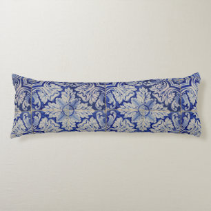 Blue & White Mediterranean Vintage Floral Pattern Body Cushion