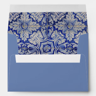 Blue & White Mediterranean Vintage Floral Pattern Envelope