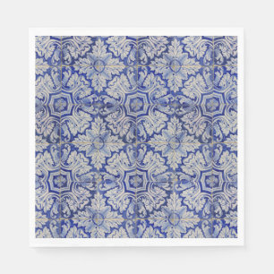 Blue & White Mediterranean Vintage Floral Pattern  Napkin