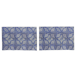 Blue & White Mediterranean Vintage Floral Pattern Pillowcase