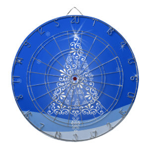 Blue White Merry Christmas Tree Stars Night Light Dartboard