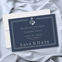 Blue White Minimal Nautical Anchor Coastal Wedding