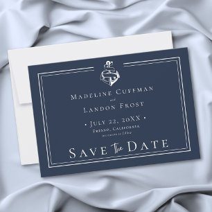 Blue White Minimal Nautical Anchor Coastal Wedding Save The Date