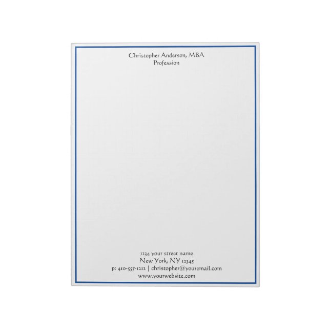Blue White Minimalist Business Professional   Note (Rotated)