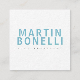 Blue White Minimalist Professional Luxury Thick Square Business Card