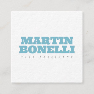 Blue White Minimalist Professional Luxury Thick Square Business Card