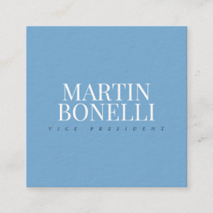 Blue White Minimalist Professional Luxury Thick Square Business Card