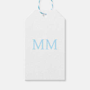 Blue & White Minimalist Professional Monogram Gift Tags