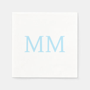Blue & White Minimalist Professional Monogram Napkin