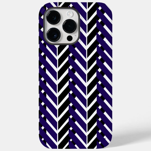 Blue White Modern Chevron Pattern Case-Mate iPhone Case (Back)