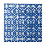 Blue white modern geometric floral pattern tile<br><div class="desc">Blue white modern geometric floral pattern ceramic tile</div>