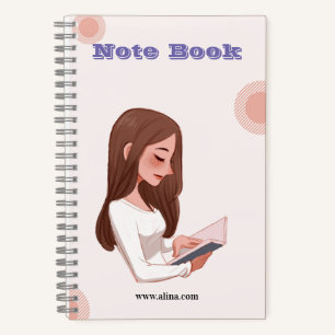 Blue White Modern Luxury 5.5" x 8.5" Spiral  Notebook