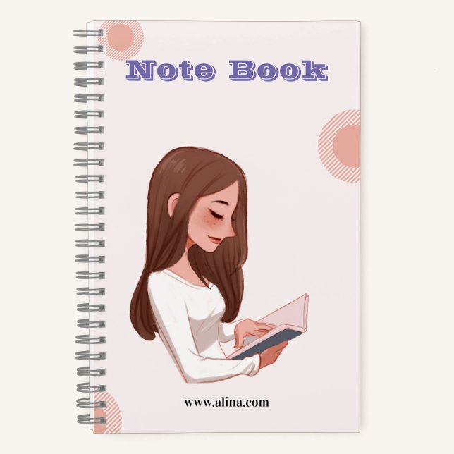 Blue White Modern Luxury 5.5" x 8.5" Spiral  Notebook (Front)