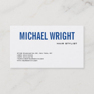 Blue White Modern Plain Simple Minimalist Business Card