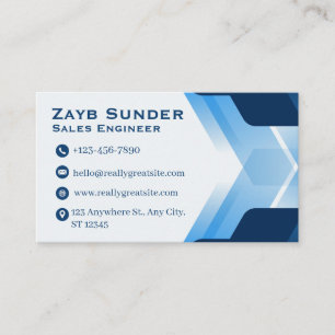 Blue & White Modern Sales Engineer Professional Business Card