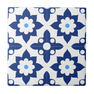 Blue &White Modern ِStylish Abstract Geometric Tile