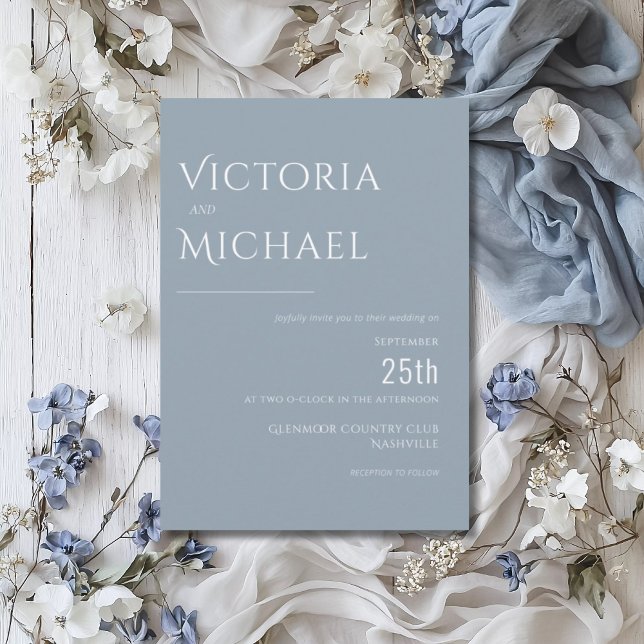 Blue & White Modern Wedding Invitation (Creator Uploaded)