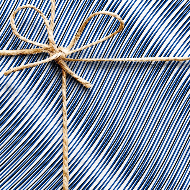 Blue White Moiré Stripes Optical illusion Abstract Wrapping Paper (Creator Uploaded)