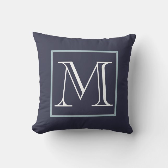 Blue White Monogram Cushion (Front)