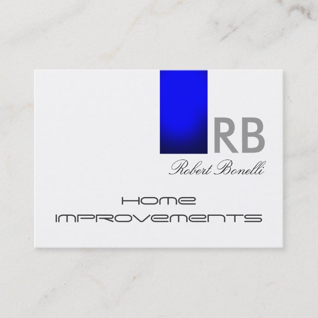 Blue White Monogram Home Repairs Business Card (Front)