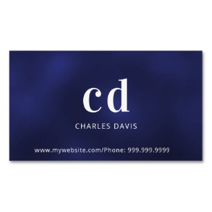 Blue white monogram initials minimalist  	Magnetic business card