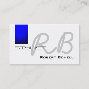 Blue White Monogram Stylist Business Card