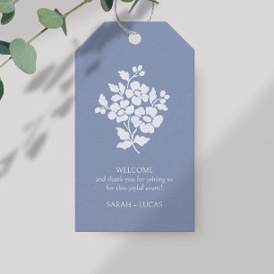 Blue & White Monogram Wedding Gift Tag