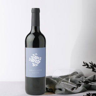Blue & White Monogram Wedding Gift Tag Wine Label