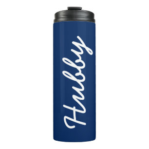 Blue White Monogrammed Hubby Cool Elegant Modern Thermal Tumbler