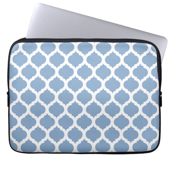 Blue & White Moroccan Laptop Sleeve (Front)