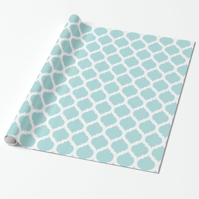 Blue & White Moroccan Pattern Wrapping Paper (Unrolled)