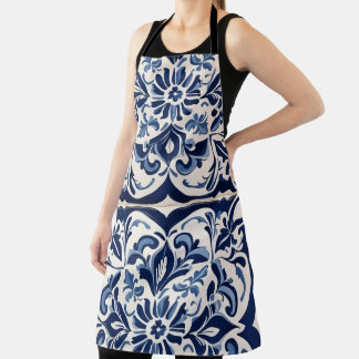 Blue & White Mosaic Art , Andalusian Design Apron