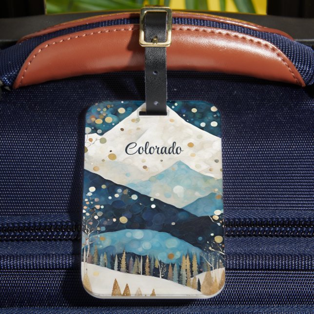 Blue White Mountains Luggage Tag (Front Insitu 2)